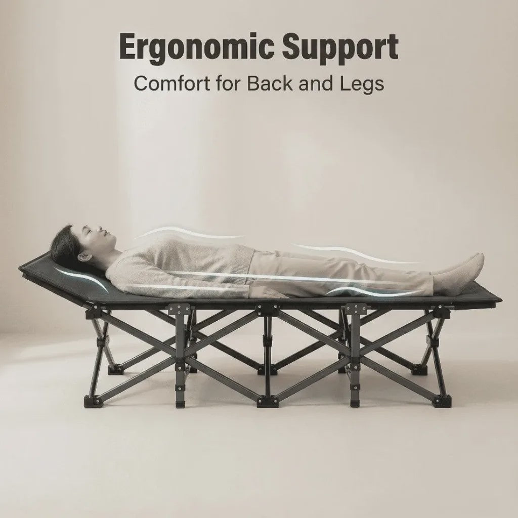 Draagbaar Klapbed: Geen Montage, 150KG Draagkracht, Ergonomisch Comfort, Ruimtebesparend Gastenbed voor Thuis, Kantoor & Camping