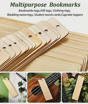Houten Boekenleggers met Kwastjes Set - Blank & Personaliseerbaar voor Knutselen en Decoratie