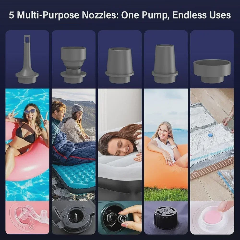 Draagbare Mini Luchtpomp - USB Oplaadbaar, 3-in-1 Pomp & Zuiger