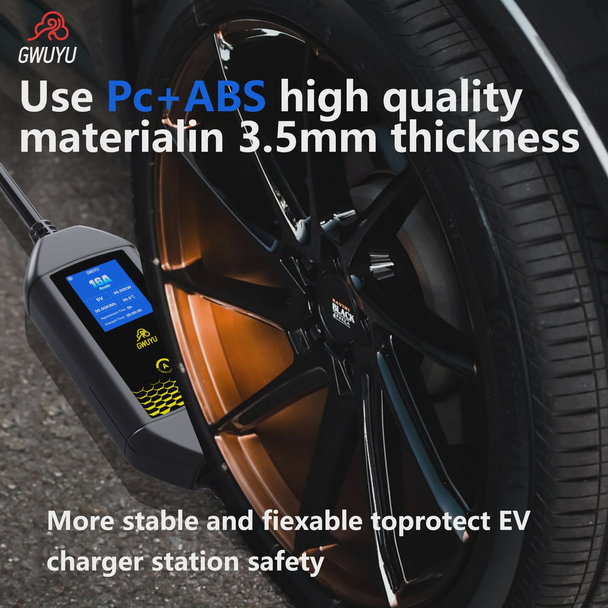 Draagbare EV Charger GWUYU 3.5kW - Type 1, 2, GBT - APP Bediening