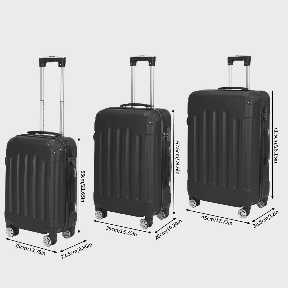 3-delige Hardcase Koffer Set: Lichtgewicht ABS Trolley met TSA Slot en Spinner Wielen
