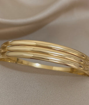 Set van 3 Gouden Bangle Armbanden - 18K Verguld Roestvrij Staal