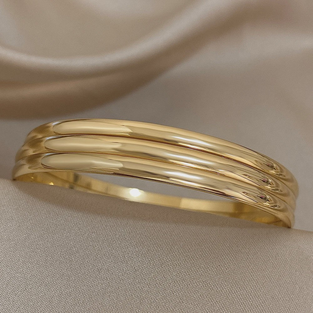 Set van 3 Gouden Bangle Armbanden - 18K Verguld Roestvrij Staal