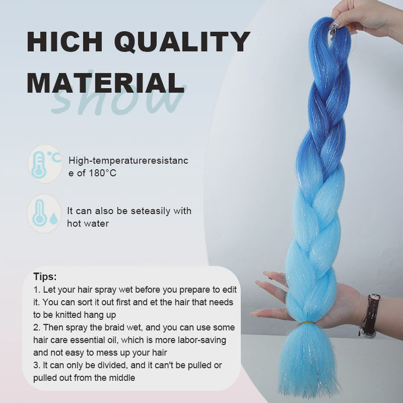Glanzende Regenboog Jumbo Vlechten met Tinsel - Synthetisch Haar voor Festivals & Feesten