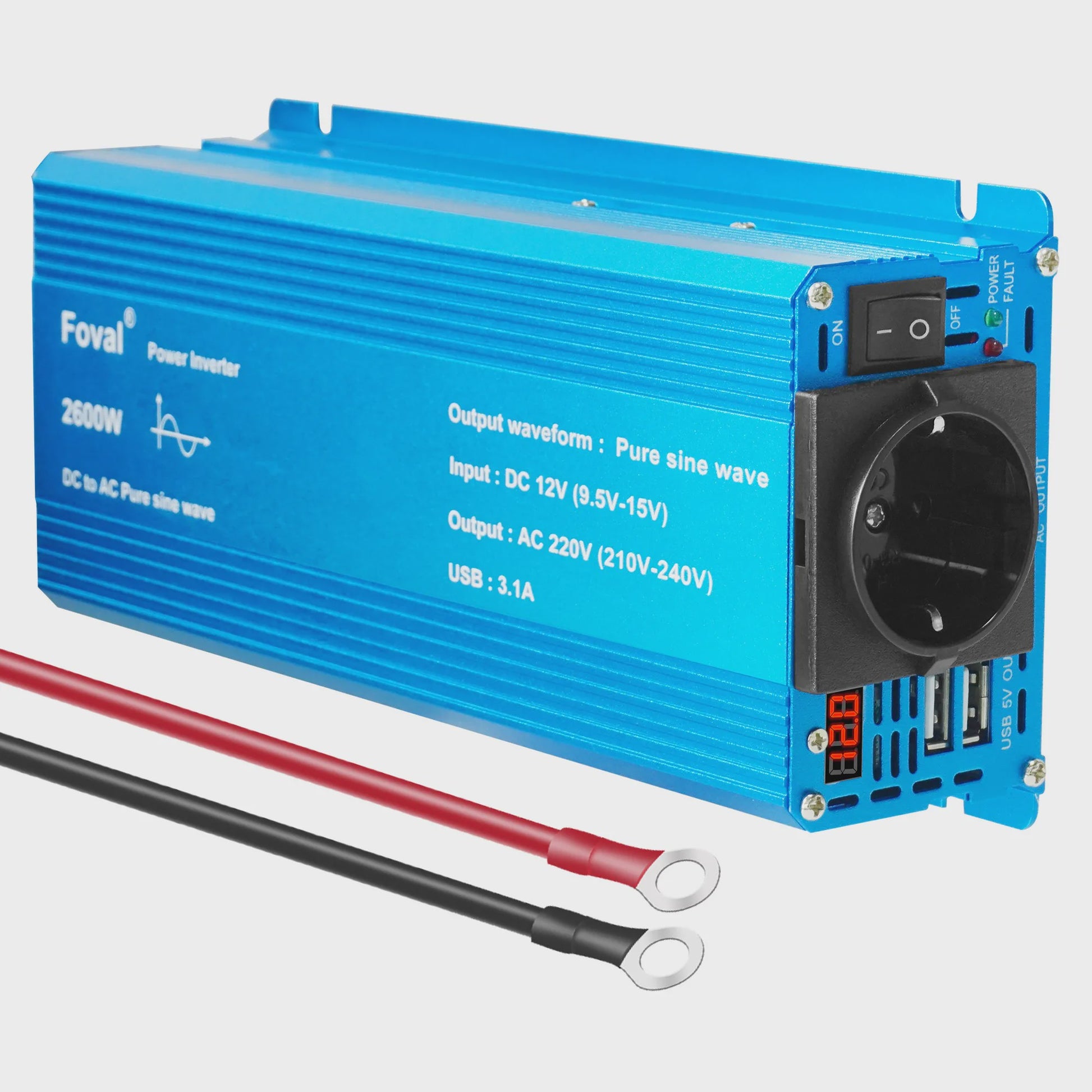 Pure Sine Wave Omvormer 12V DC naar 230V AC - 1500W tot 3000W met EU Stopcontact & USB