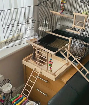 Natuurlijke Houten Klimladder Speelgoed voor Vogels en Hamsters - Veilig & Duurzaam