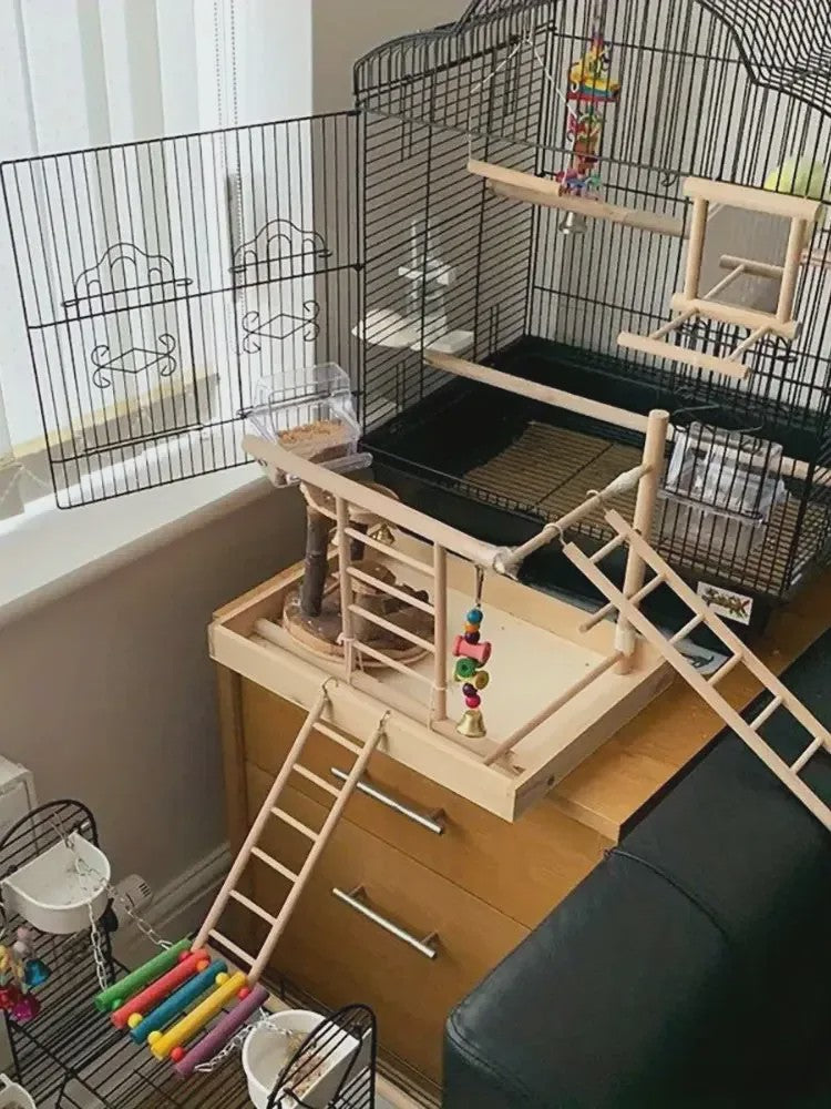 Natuurlijke Houten Klimladder Speelgoed voor Vogels en Hamsters - Veilig & Duurzaam