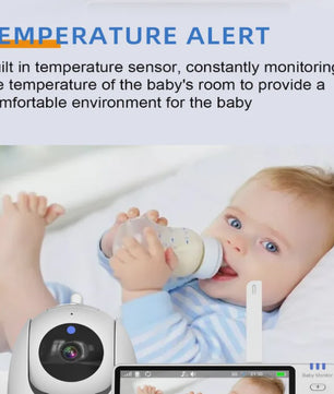 5 Inch Babyfoon met Camera, Video Baby Monitor met Temperatuursensor en Nachtlampje