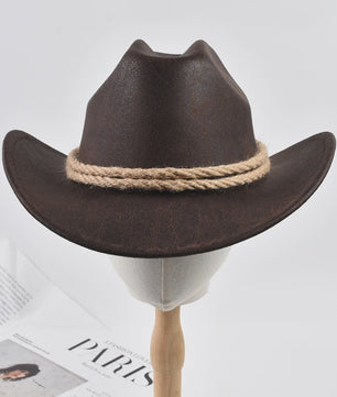 Stijlvolle Vintage Western Cowboy Hoed met Touwdecoratie - Perfect voor Feest, Reizen & Cosplay