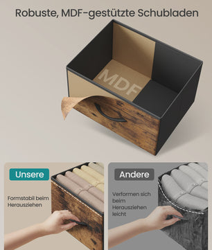 SONGMICS Ladekast met 8 Lades - Stijlvolle Opbergkast in Vintage Hout-Look en Staal