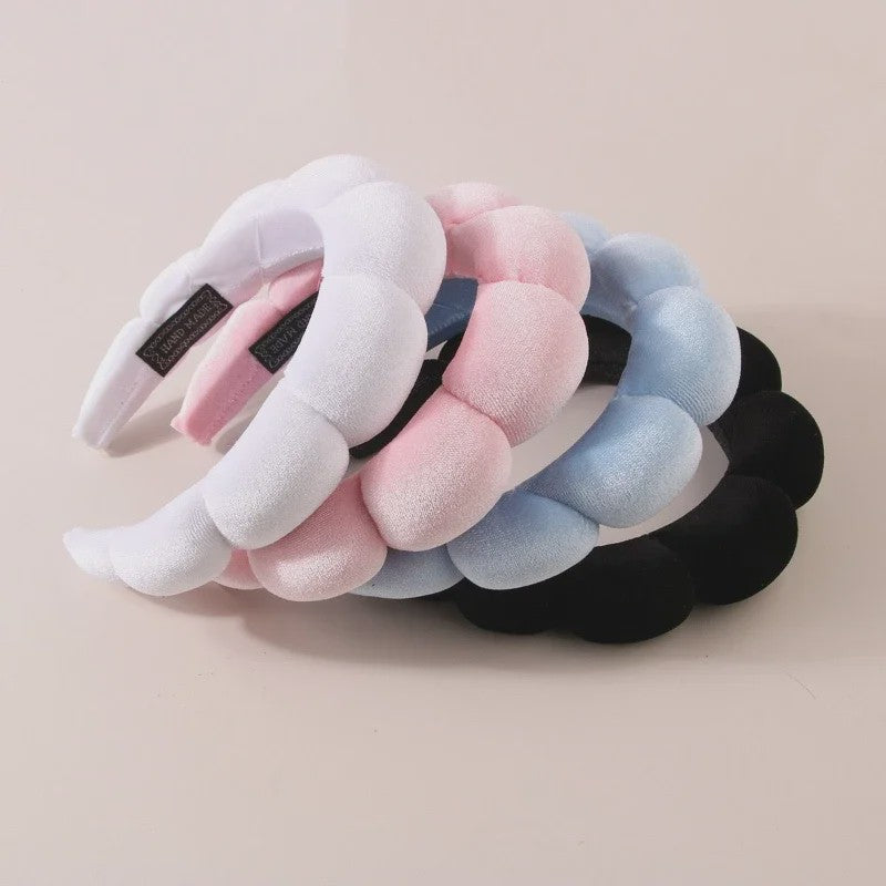 Cosmetische Puffy Hoofdband en Polsbandjes Set - Microfiber voor Gezichtswas & Make-up