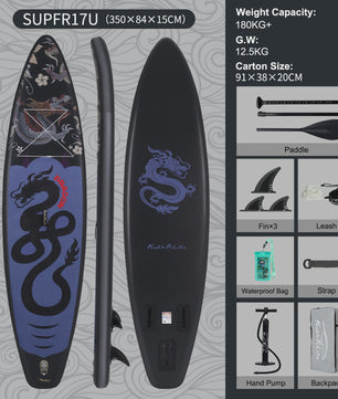Feath-R-Lite Dragon Inflatable SUP Board 350cm - Compleet met Peddel, Pomp & Accessoires - 180kg Draagvermogen