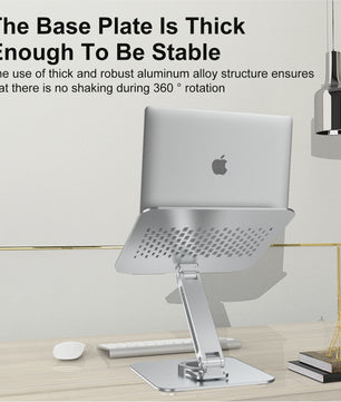 Verstelbare Aluminium Laptopstandaard met 360° Rotatie & Anti-slip Basis - Ideaal voor Laptop, Tablet & Monitor