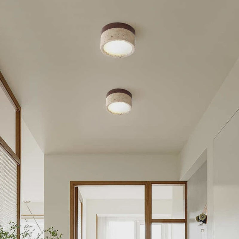 Wabi Sabi Plafondlamp Cream Stone - Sfeervolle Verlichting voor Woonkamer, Hal & Slaapkamer