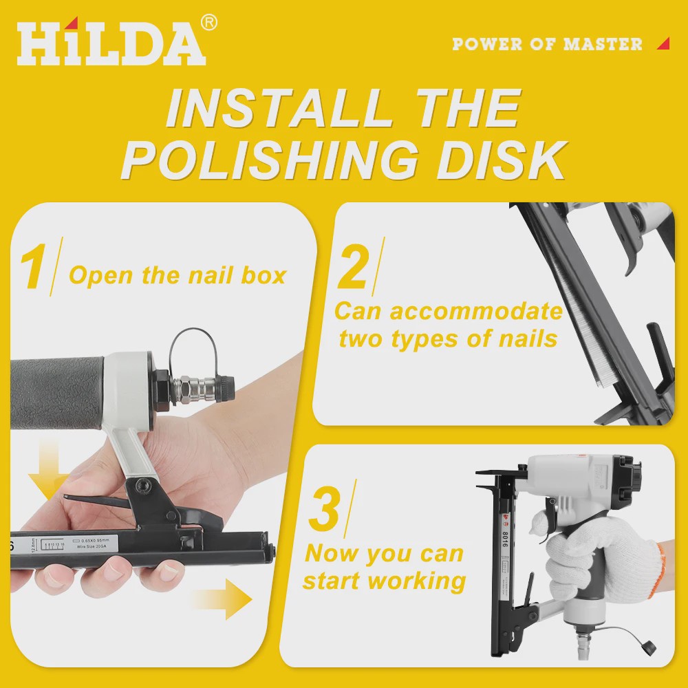 Hilda 8016 Pneumatische Nietmachine - Luchtnietpistool voor Stoffering en Houtbewerking