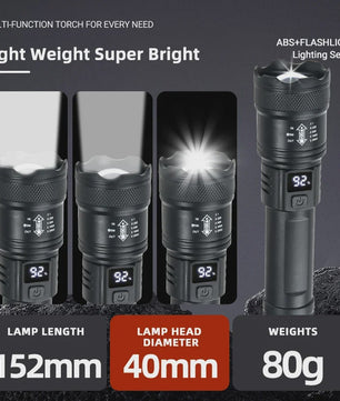 Krachtige LED Zaklamp 2000LM met USB Opladen & Batterij Indicator - Ideaal voor Camping & Noodgevallen