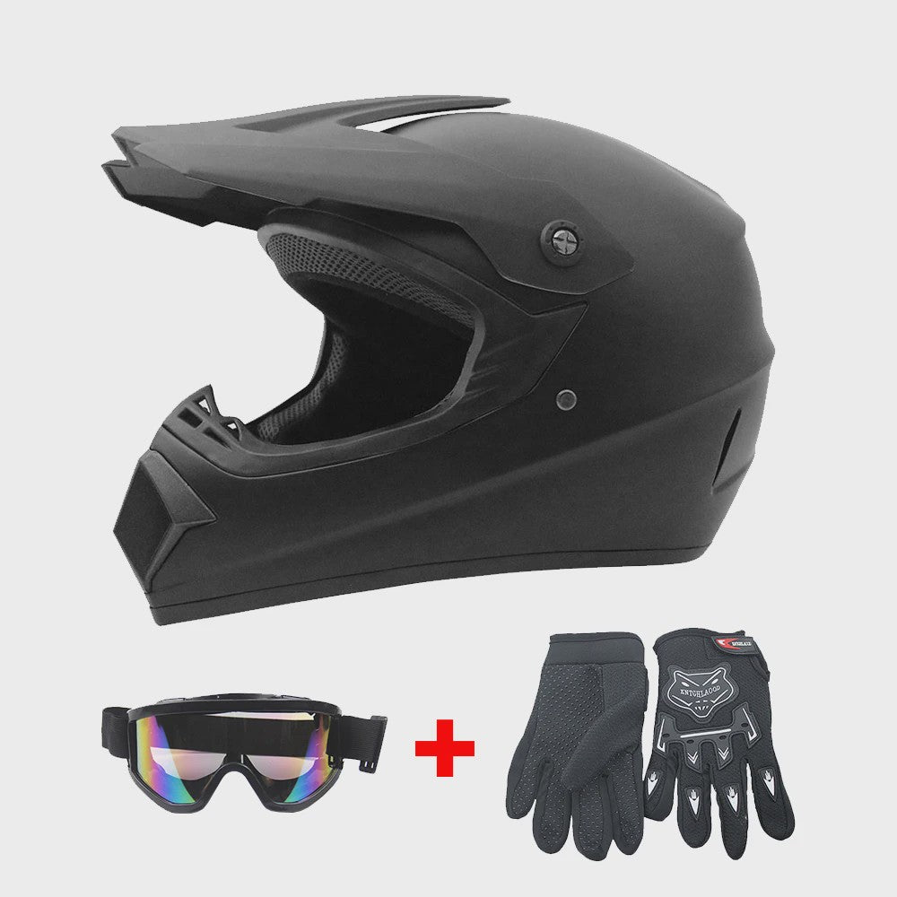 Volledig Gelaats Integraalhelm voor Motocross, ATV & Downhill Fietsen - Inclusief Goggles en Handschoenen
