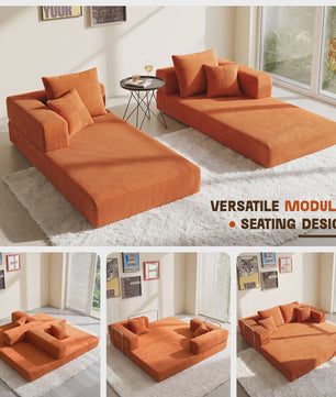 Opvouwbare Sofa Bed 200cm XXL - Modulair Gastenbed met Corduroy & Memory Foam