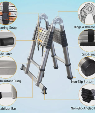 5 Meter Telescopische Ladder - A-Frame & Rechte Ladder - 150kg - RVS - Inklapbaar