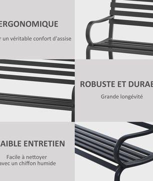 Outsunny Design Tuinbank Zwart Metaal - 2 Persoons - 127x58x82 cm