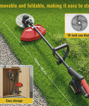 Krachtige Accu Grastrimmer 21V - 2000W Snoerloze Bosmaaier met 2x 4000mAh Accu's & Wielondersteuning