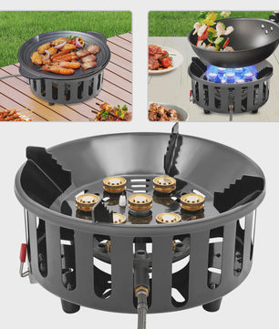 7-Core Camping Gasfornuis 21000W - Krachtig, Draagbaar & Winddicht Kampeer Kooktoestel