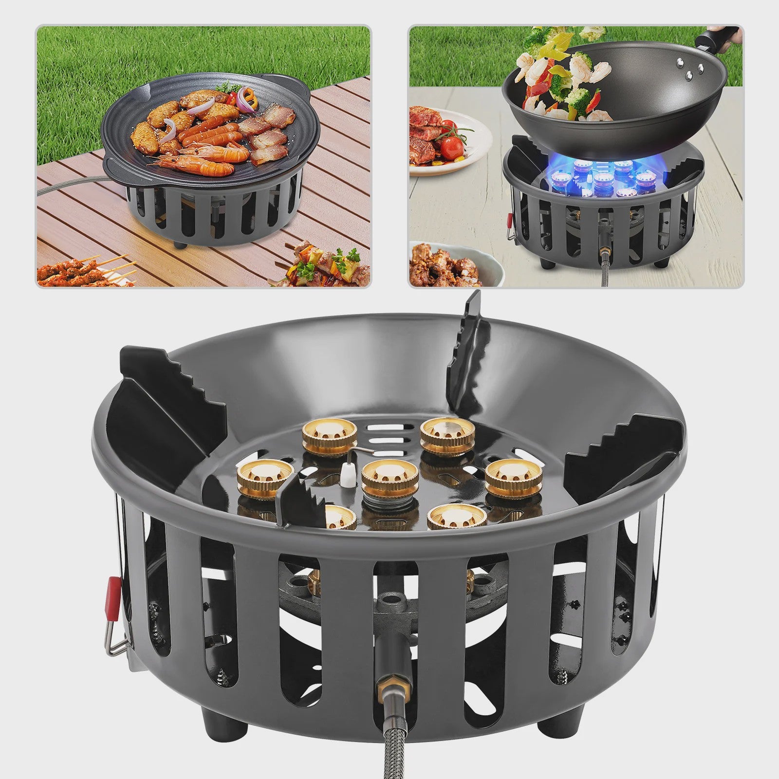 7-Core Camping Gasfornuis 21000W - Krachtig, Draagbaar & Winddicht Kampeer Kooktoestel