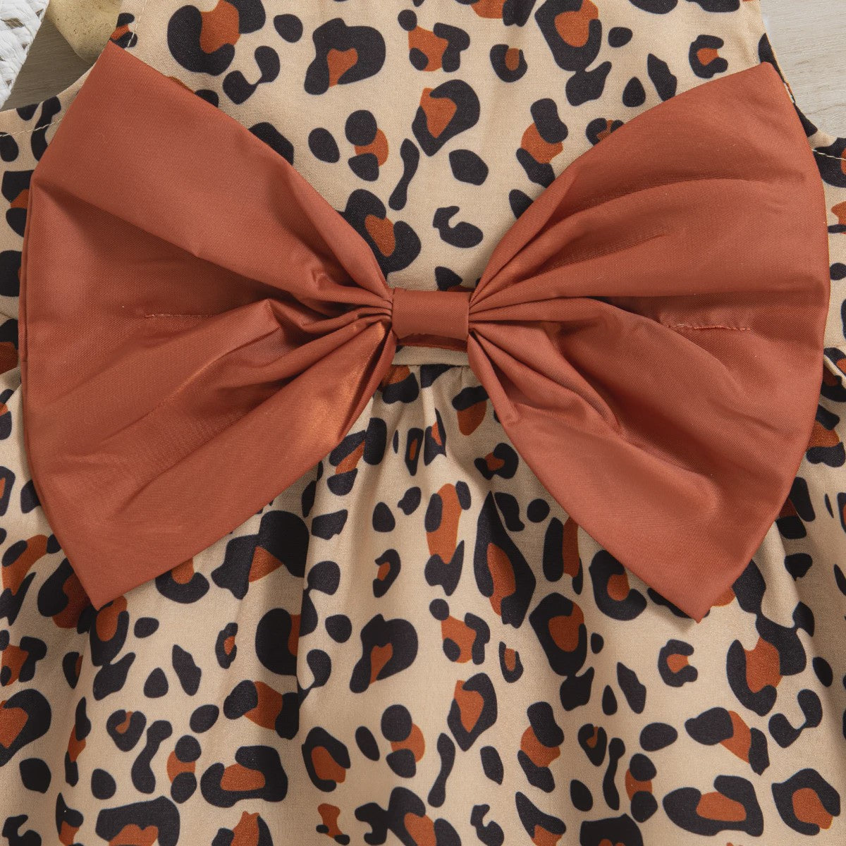 Zomerjurk Baby Meisje Luipaardprint met Strik en Mutsje - Katoen