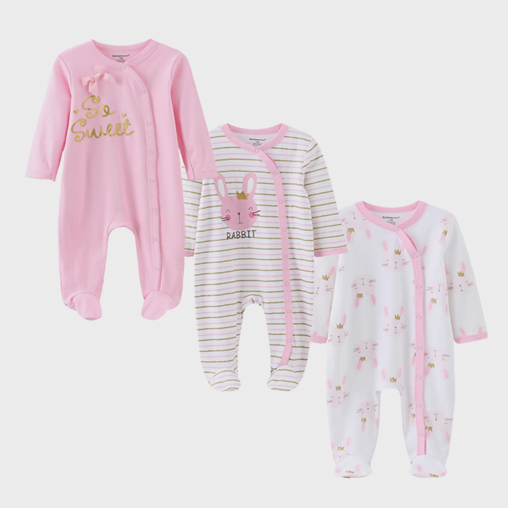 3-Pack Baby Rompers Unisex Katoen - Zacht & Comfortabel voor Pasgeborenen