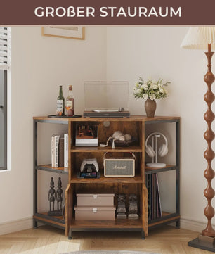 Industriële Hoek TV Meubel met LED Verlichting - Vintage Bruin (105x50x79 cm)