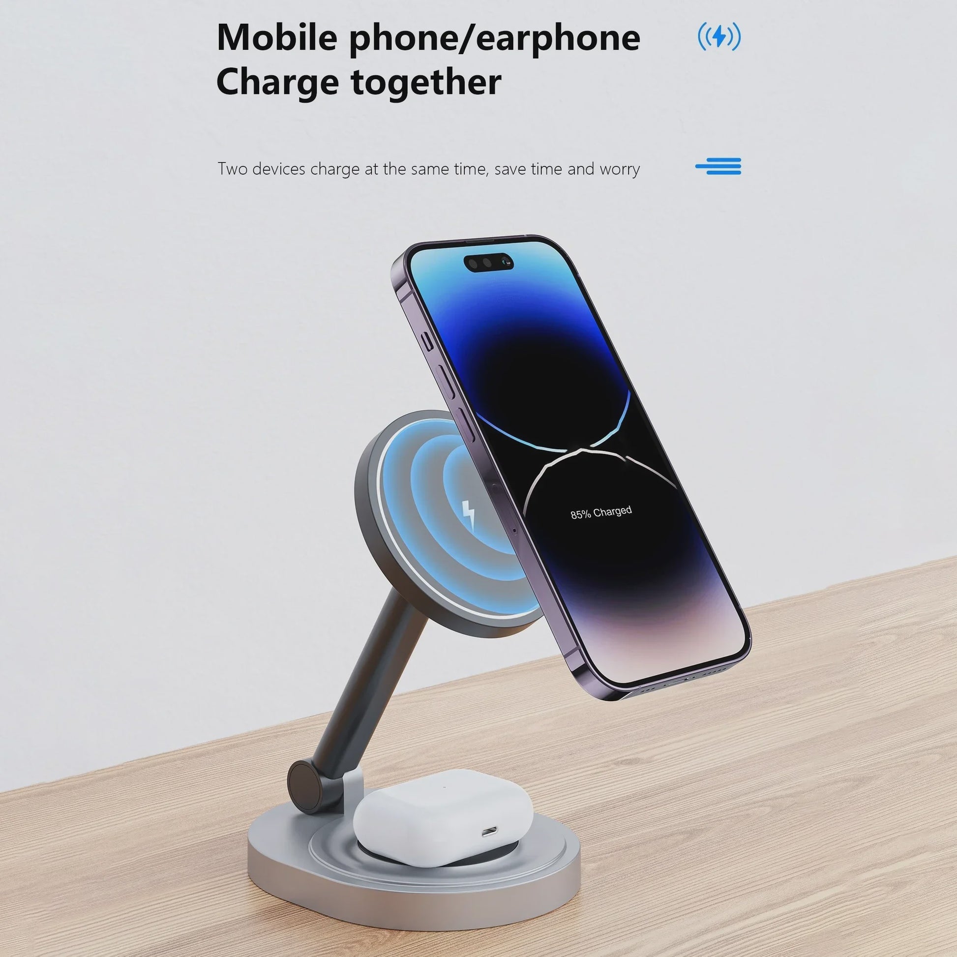 3-in-1 Magnetische Draadloze Oplader Stand & Pad voor iPhone, Apple Watch & AirPods