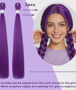 2x Paarse Jumbo Braids Haarverlenging - 26 Inch Synthetisch Yaki Vlecht Haar