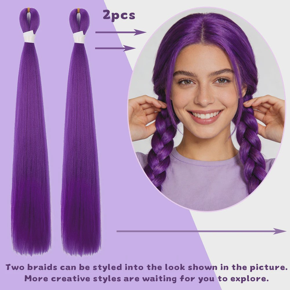 2x Paarse Jumbo Braids Haarverlenging - 26 Inch Synthetisch Yaki Vlecht Haar