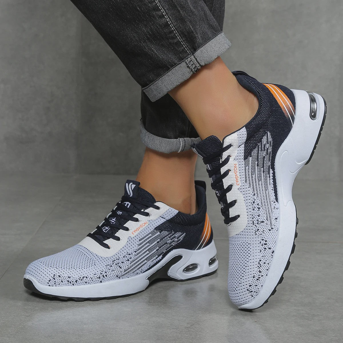 Heren Ademende Hardloopschoenen met Gebreid Mesh - Comfortabele Casual Schoenen voor Dagelijks Gebruik