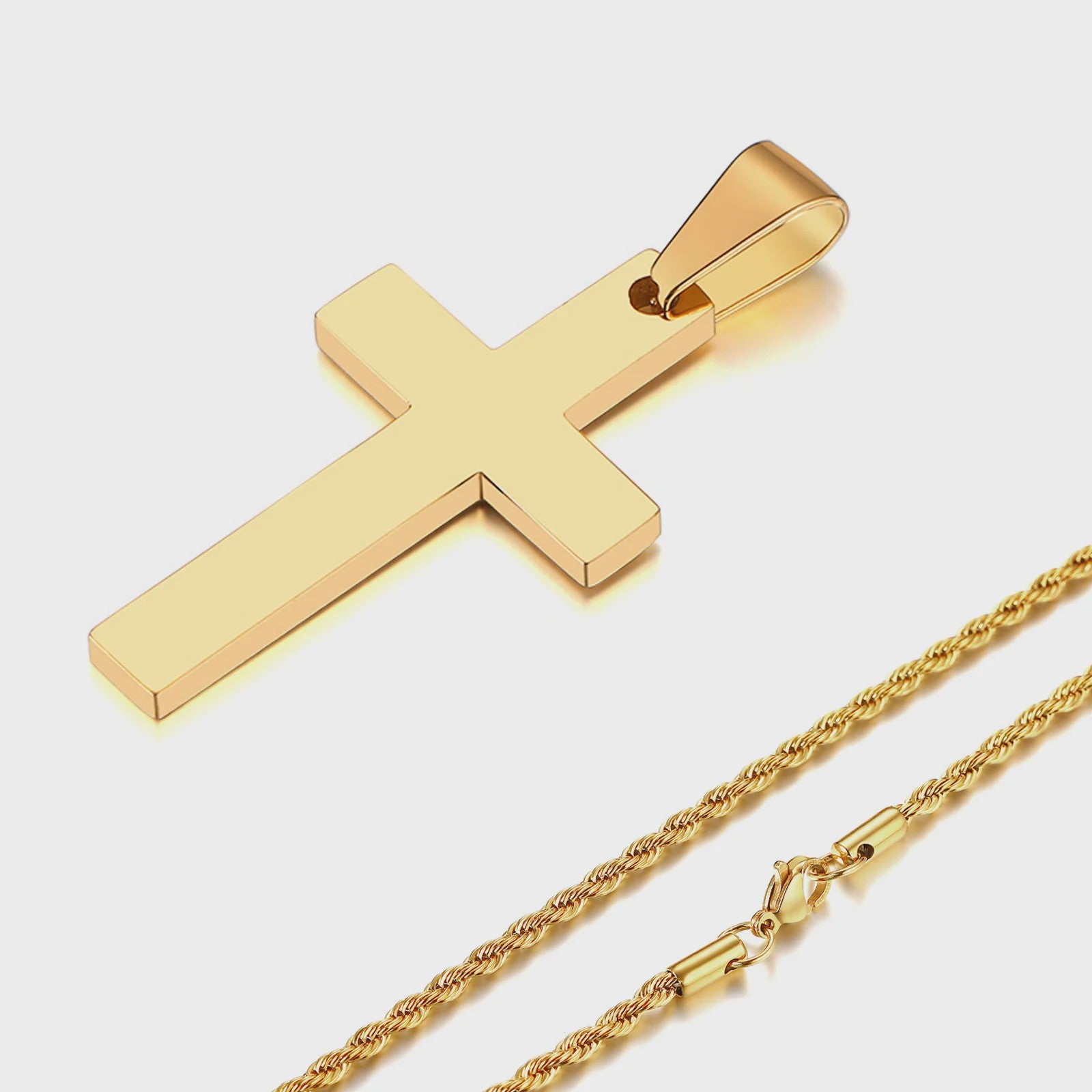 Heren Kruis Ketting Roestvrij Staal - Waterdicht & Anti-Allergisch