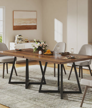Industriële Vierkante Eettafel 80x80 cm voor 4 Personen met Houten Look en Metaal Onderstel