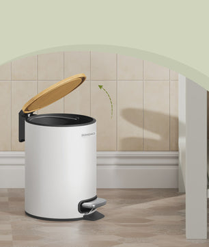 SONGMICS Bamboe Pedaalemmer - Stijlvolle Afvalbak met Deksel voor Badkamer & Kantoor (3L)