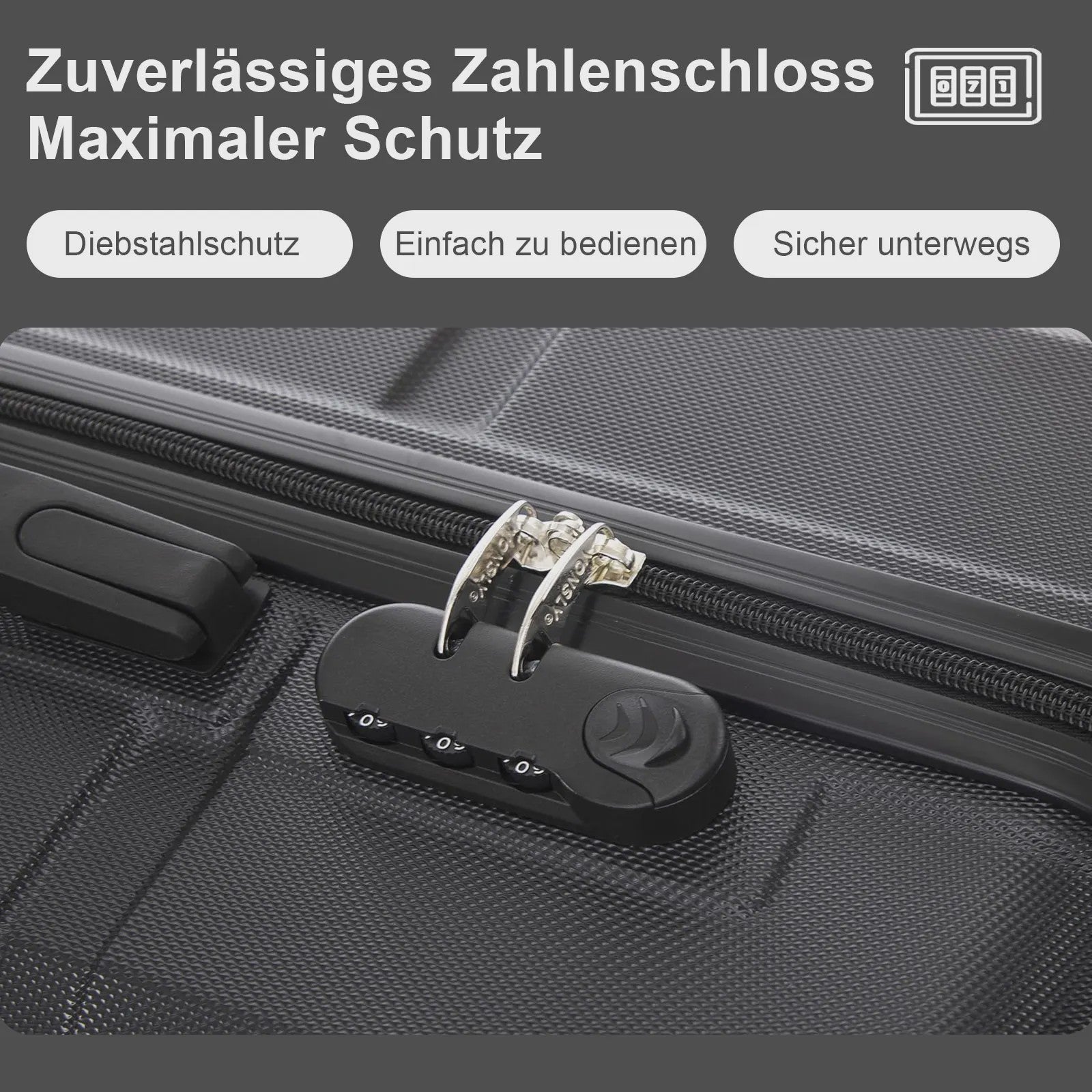 YONSLY Hardcase Koffer 16/20/24/28 Inch - Lichtgewicht 4-Wiel Trolley met Cijferslot