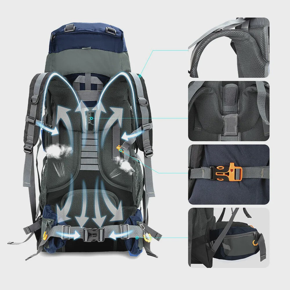 Night Cat Kampeerrugzak 70L/90L - Waterdicht, Lichtgewicht & Ademend - Outdoor Rugzak voor Wandelen & Reizen