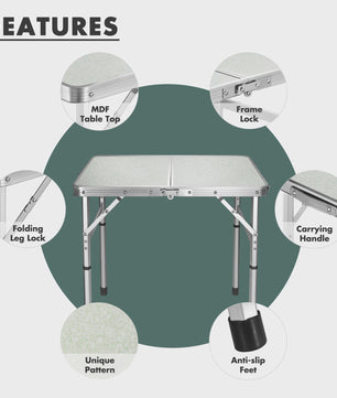 Draagbare Opvouwbare Tafel - Aluminium, Hoogte Verstelbaar voor Camping, Tuin & Picknick