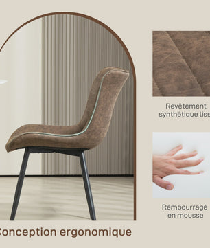Set van 2 Moderne Gestoffeerde Eetkamerstoelen - Bruin