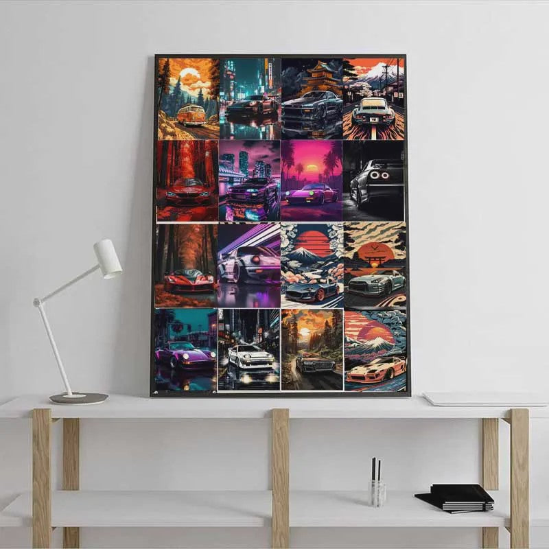 30-Delige Retro Auto Wall Collage Kit - Trendy Prints voor Tienerkamer & Woonkamer Decoratie