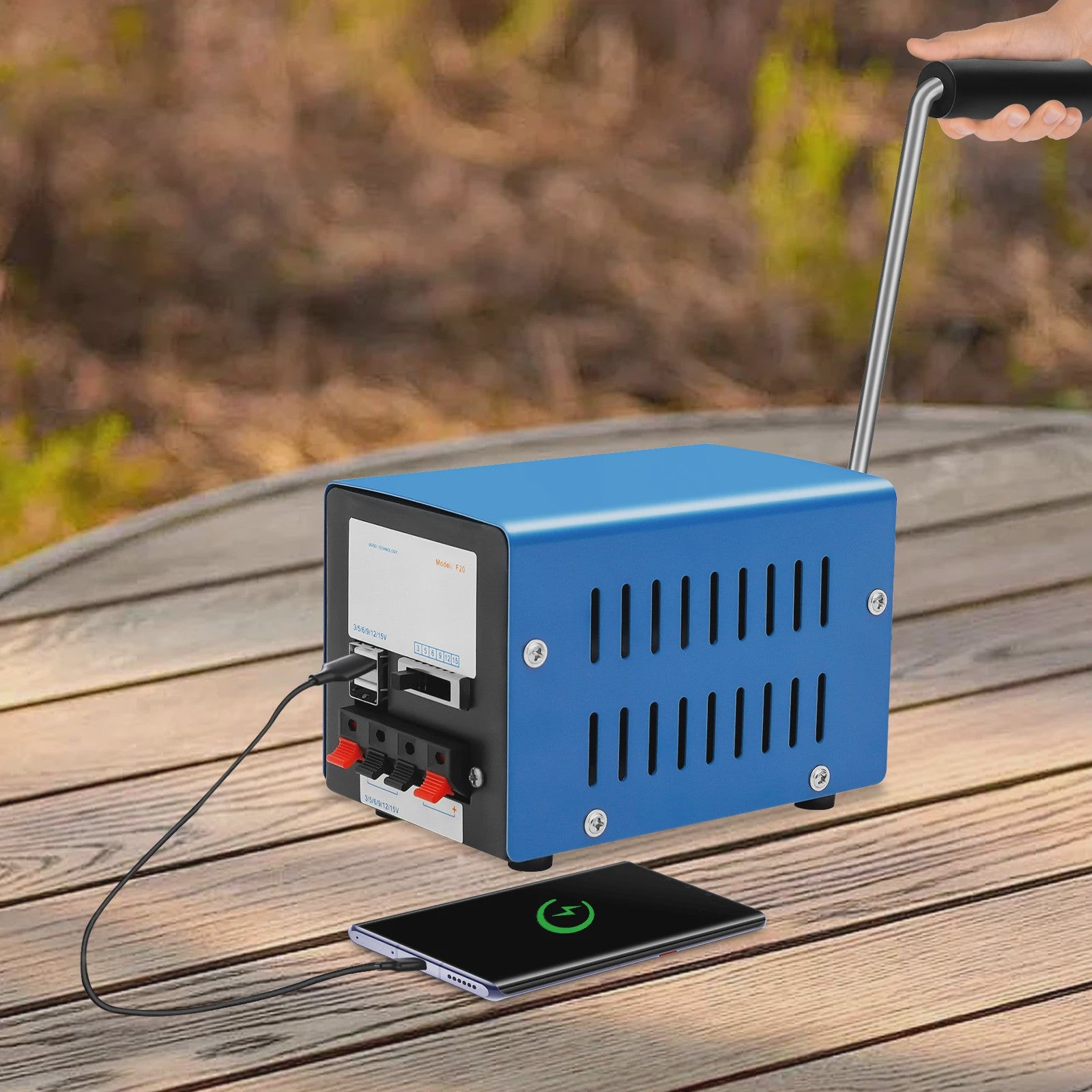 20W Hand Crank Noodstroom Generator - Draagbaar Opladen via USB voor Reizen & Camping