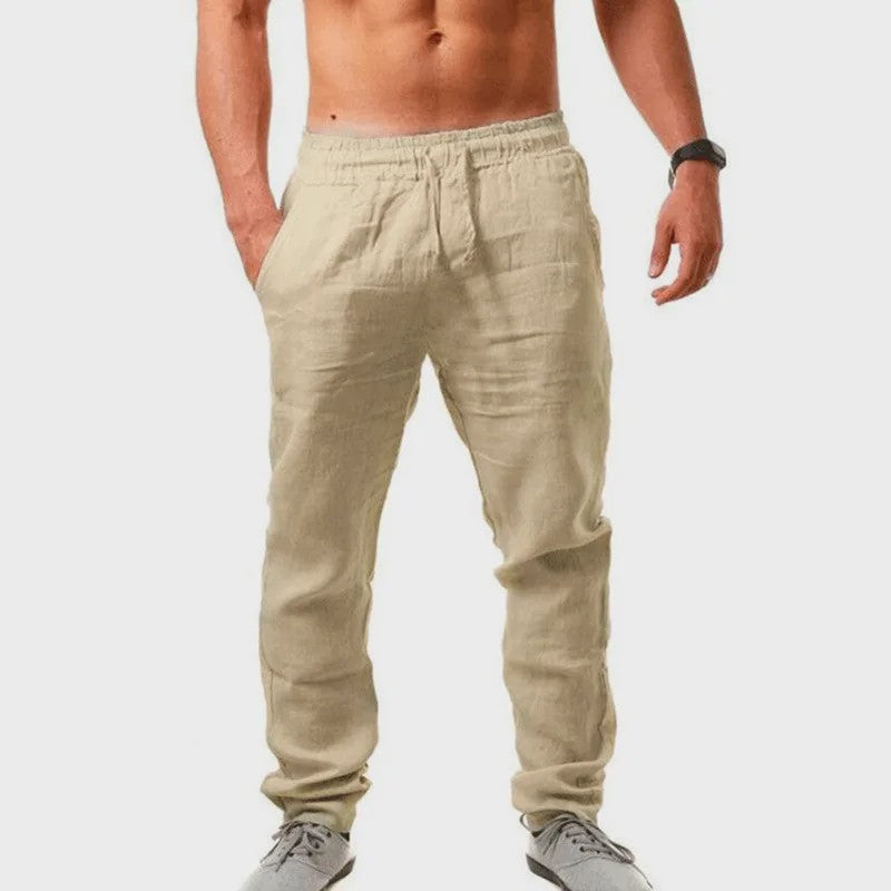 Herfst/Lente Heren Linnen Katoen Casual Broek - Losse Pasvorm & Comfort