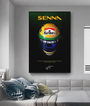 Iconische F1 Racer Helm Poster - Ayrton Senna Formule 1 Muurdecoratie
