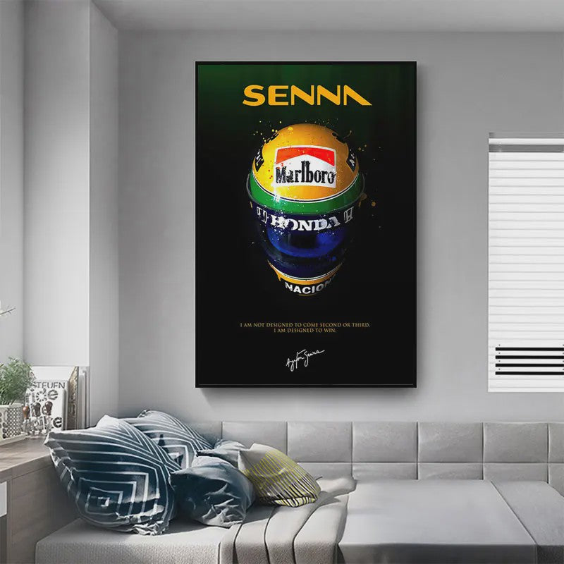 Iconische F1 Racer Helm Poster - Ayrton Senna Formule 1 Muurdecoratie