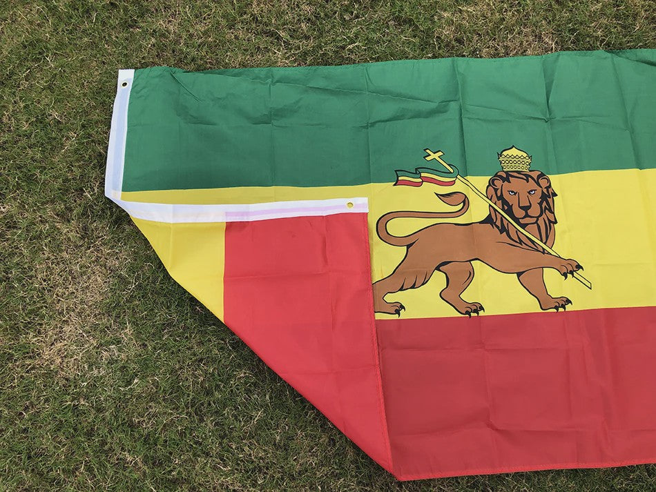 Ethiopië Vlag 90x150cm met Leeuw van Juda - Hoge Kwaliteit Polyester