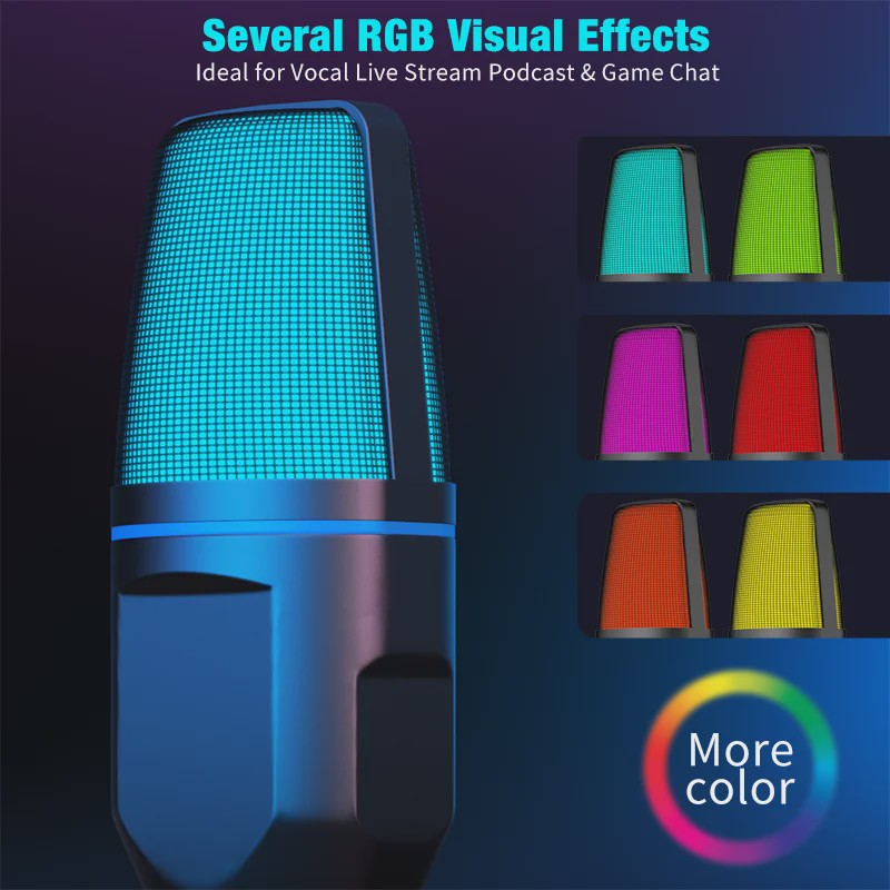 RGB USB Microfoon voor Podcast, Streaming & Gaming - Plug & Play Condensator Microfoon
