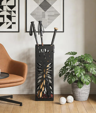 Stijlvolle Metalen Paraplubak met Haak en Opvangbak - Decoratieve Entree Organizer