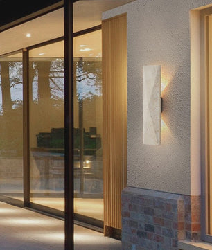 Japanse Stijl Wandlamp Travertin Steen Geel - Sfeervolle Buitenlamp
